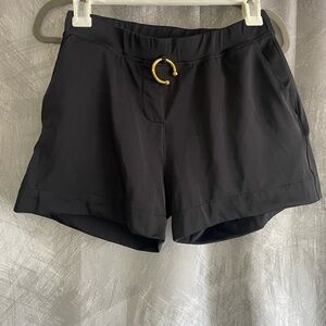 Charlies Black Swim Trunks with Gold Accent